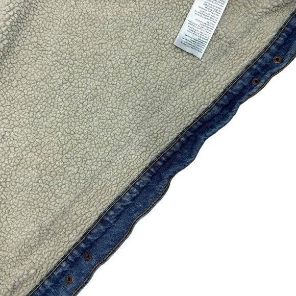Levis Womens Sherpa Lined Jean Jacket Large Baggy Trucker Denim Blue 72867-0003 - Picture 4 of 15